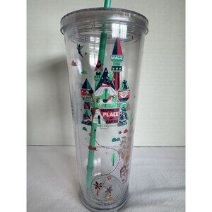 Starbucks Disney World Disneyland 24oz Venti Cold Cup Tumbler Clear Lid/Straw